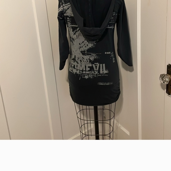 PRIMEVIL Rare HOODED ROCKER DRESS. L - Picture 3 of 8